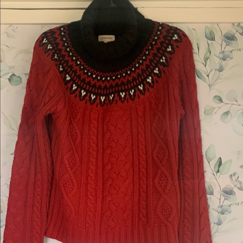 St John’s Bay  Red Cable Knit Turtleneck Sweater